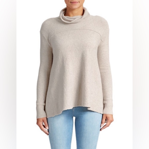 Free People | Beige Drape Drape Turtleneck Sweater - Picture 2 of 5